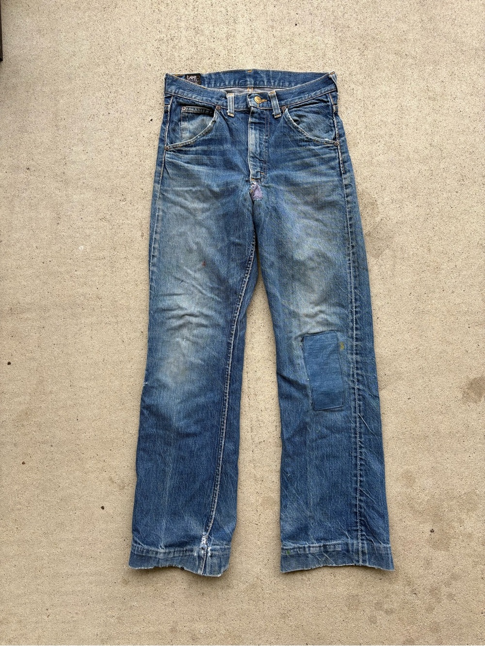 Vintage 70s Lee Riders Jeans Talon 42 Zipper Distressed Patchwork 28x29
